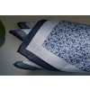 Floral Linen Pocket Square - Navy Blue/White