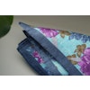 Large Floral Linen Pocket Square - Turquoise/Navy Blue/Purple