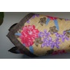 Large Floral Linen Pocket Square - Yellow/Brown/Pink