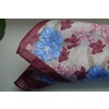 Large Floral Linen Pocket Square - Beige/Burgundy/Light Blue