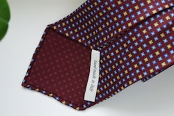 Floral Printed Silk Tie - Untipped - Burgundy/Light Blue/Yellow