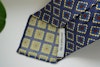Medallion Ancient Madder Silk Tie - Untipped - Navy Blue/Light Blue/Yellow
