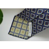 Medallion Ancient Madder Silk Tie - Untipped - Navy Blue/Light Blue/Yellow