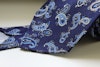 Paisley Printed Silk Tie - Untipped - Navy Blue/Light Blue