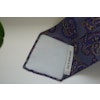 Paisley Printed Silk Tie - Untipped - Grey/Purple/Navy Blue