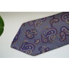 Paisley Printed Silk Tie - Untipped - Grey/Purple/Navy Blue