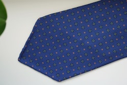 Floral Printed Silk Tie - Untipped - Mid Navy Blue/Pink