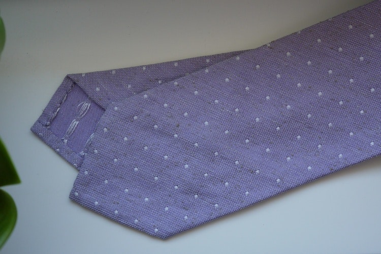 Polka Dot Donegal Silk Tie - Purple/White