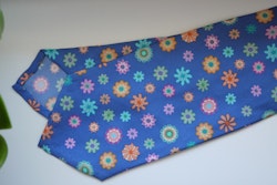 Floral Printed Silk Tie - Violette/Green/Pink