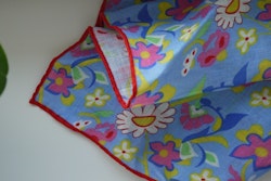 Large Floral Linen Pocket Square - Light Blue/Yellow/Pink/White