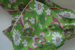 Large Floral Linen Pocket Square - Green/Pink/Purple/White