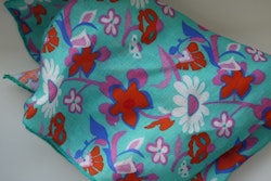 Large Floral Linen Pocket Square - Turquoise/Orange/Purple/Blue