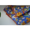 Large Floral Linen Pocket Square - Navy Blue/Orange/Yellow/Green