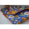 Large Floral Linen Pocket Square - Navy Blue/Orange/Yellow/Green