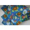 Large Floral Linen Pocket Square - Mid Blue/Orange/Yellow/White
