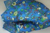 Small Floral Linen Pocket Square - Mid Blue/Orange/Yellow/Green