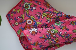 Small Floral Linen Pocket Square - Light Cerise/Blue/Yellow/Green