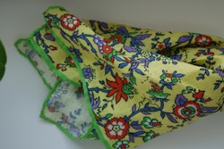 Small Floral Linen Pocket Square - Yellow/Orange/Blue/Green