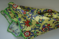 Small Floral Linen Pocket Square - Yellow/Orange/Blue/Green