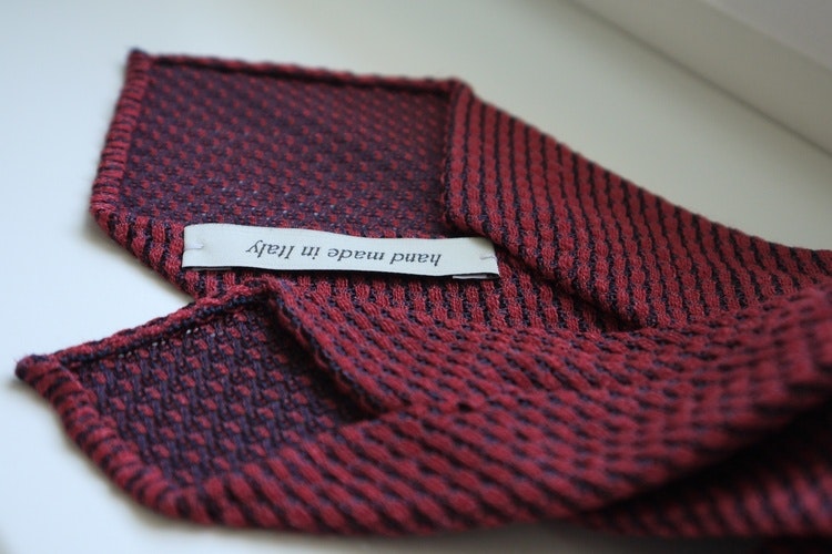 Solid Linen/Silk Grenadine Tie - Untipped - Burgundy