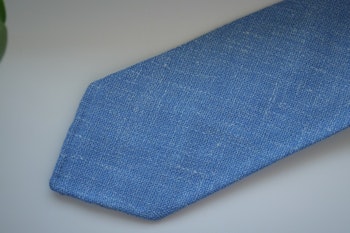 Solid Silk/Linen Tie - Untipped - Light Blue