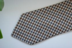 Gun Club Silk/Linen Tie - Untipped - Brown/Navy Blue/Beige