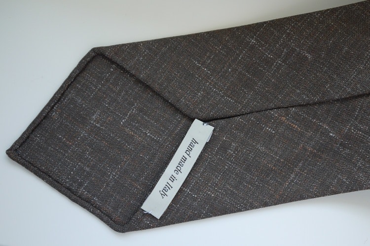 Solid/Plaid Linen Tie - Untipped - Brown