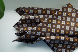 Floral Silk Pocket Square - Brown/Light Blue/Yellow