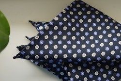 Floral Silk Pocket Square - Navy Blue/Purple/White