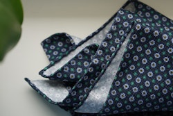 Floral Silk Pocket Square - Navy Blue/Light Blue/Green/Yellow