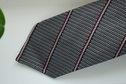 Regimental Silk/Cotton Tie - Untipped - Brown/Beige/Burgundy/Navy