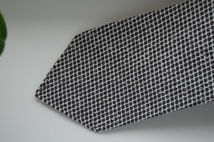 Micro Silk/Cotton Tie - Untipped - Brown/White