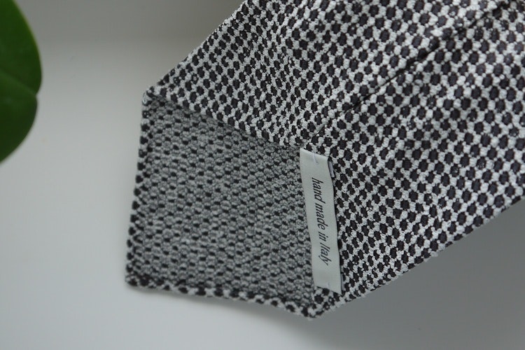 Micro Silk/Cotton Tie - Untipped - Brown/White