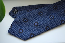 Floral Wool/Silk Tie - Mid Blue/Brown