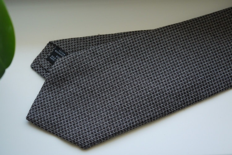 Small Check Cotton/Silk Tie - Grey