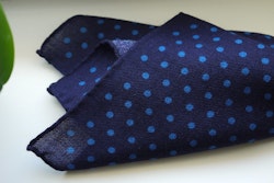 Polka Dot Wool Pocket Square - Navy Blue/Light Blue