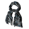 Floral Wool Scarf - Grey/Navy Blue/Turquoise/Purple