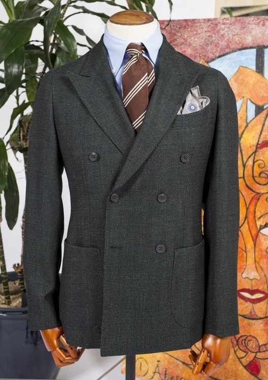 Solid Wool Jacket - Unconstructed - Dark Green (size 50 left)