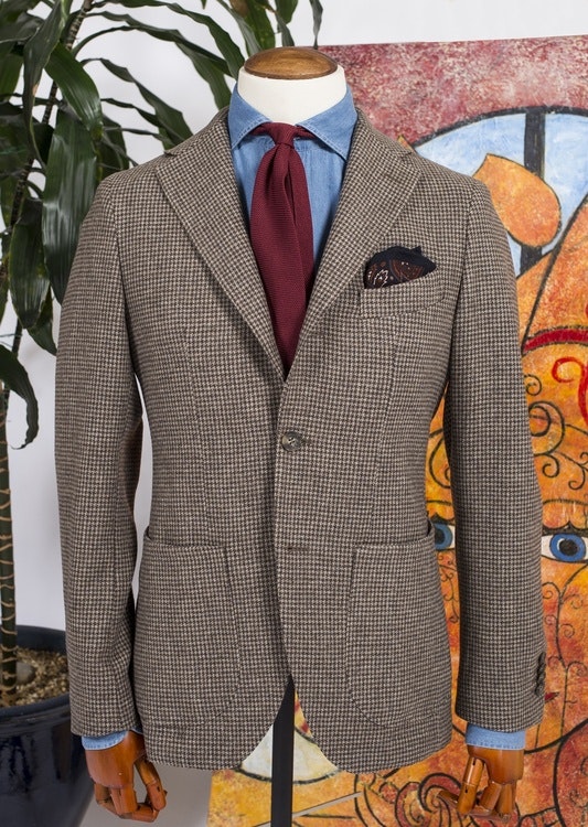 Dogtooth Wool Jacket - Unconstructed - Brown/Beige (only size 46 left!)