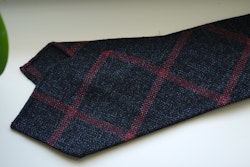 Large Check Light Wool Tie - Untipped - Navy Blue/Pink