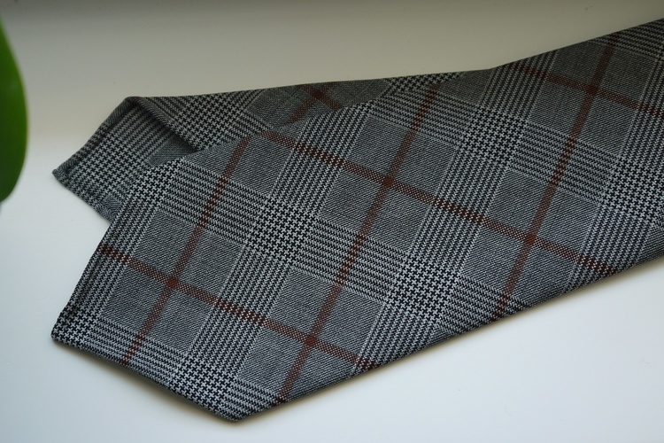 Glencheck Light Wool Tie - Untipped - Grey/Brown
