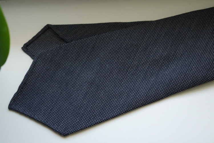 Micro Light Wool Tie - Untipped - Dark Grey/Navy Blue