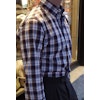 Check Thin Flannel Shirt - Button Down - Navy Blue/White/Orange