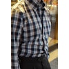 Check Thin Flannel Shirt - Button Down - Navy Blue/White/Orange/Green