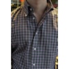 Small Check Flannel Shirt - Button Down - Navy Blue/Green/White/Yellow
