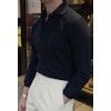 Solid Long Sleeve Polo Shirt - Cutaway - Navy Blue