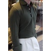 Solid Long Sleeve Polo Shirt - Cutaway - Olive Green