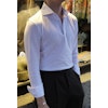 Solid Long Sleeve Polo Shirt - Cutaway - White