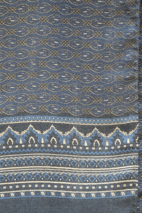 Oval Wool Scarf - Mid Blue/Grey