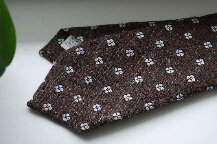 Floral Donegal Wool Tie - Brown/White/Light Blue
